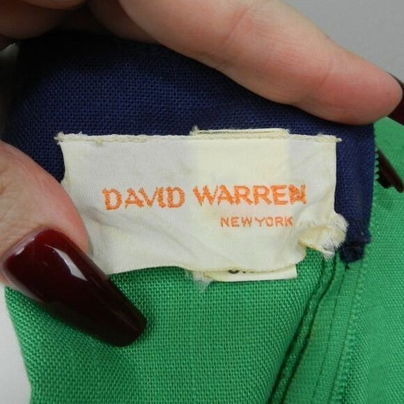 Vintage 80s Dress David Warren Women’s Size 10 Green Retro Twee Preppy Career - Picture 8 of 11